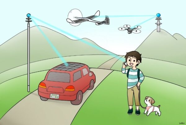 青色LEDを用いた光無線給電技術を開発─スマートフォンや電気自動車の移動中充電に期待─の概要写真