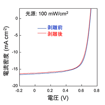 超薄型有機太陽電池の電流・電圧特性