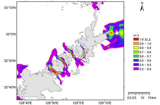 長崎県五島列島周辺の流速分布