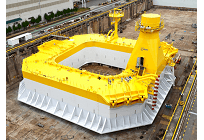 次世代の浮体式洋上風力発電、バージ型浮体が完成、NEDOと日立造船が協力の写真