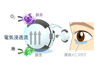 電気で自己保湿するコンタクトレンズ、バイオ電池や無線給電で安全駆動、東北大学発表の写真